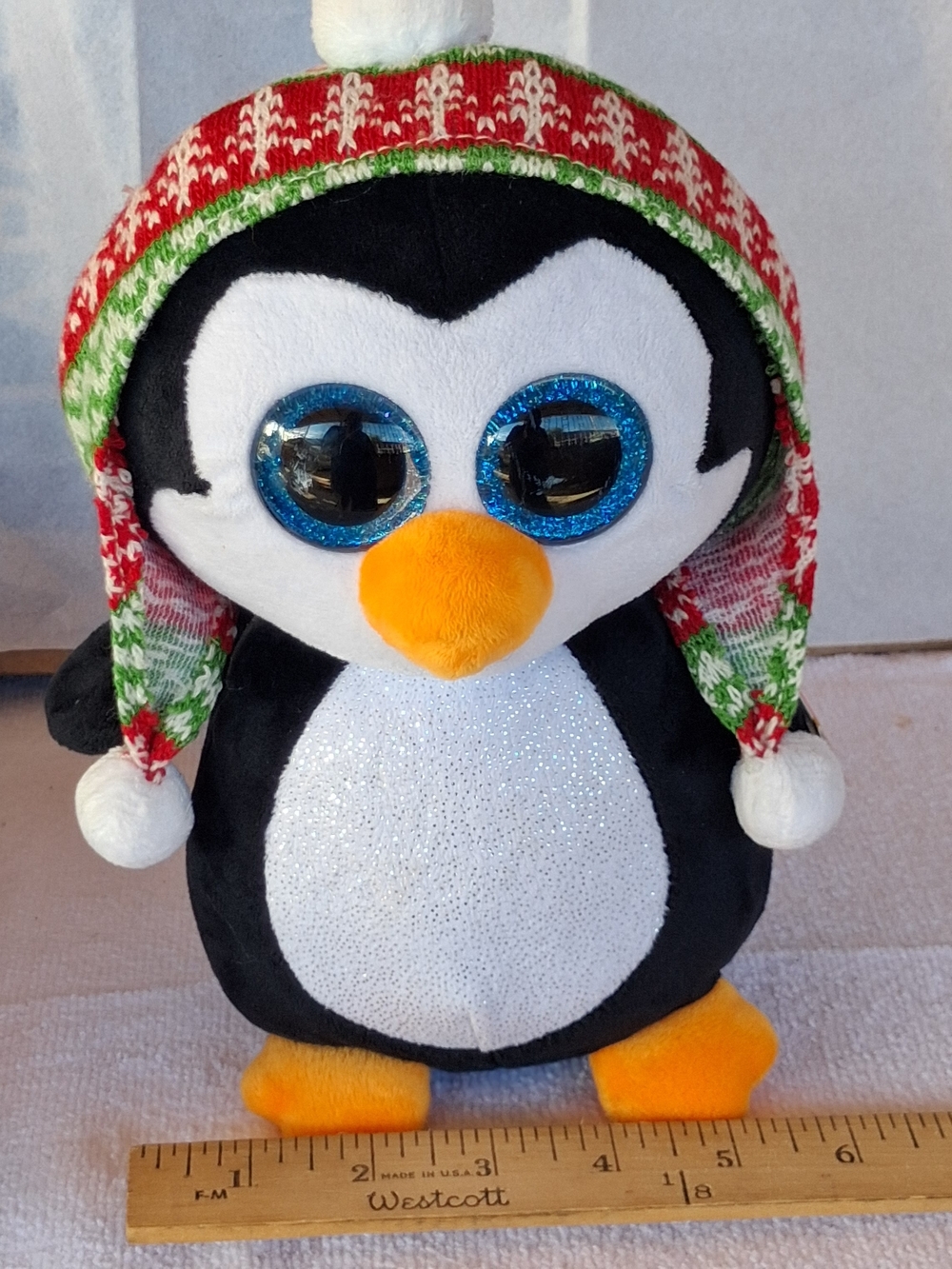 Ty Penelope the Penguin Plush with Holiday Hat NWT